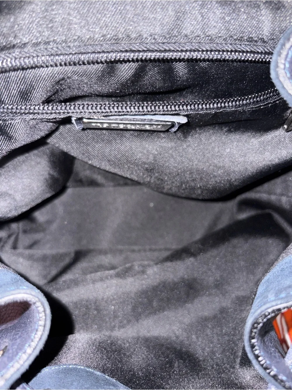 A.BELLUCCI Navy Blue Leather Drawstring Backpack - Classic Women's Bag